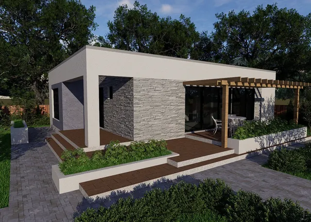 Casă parter cubică cu pergolă, Pantelimon – EMB ARHIPRO