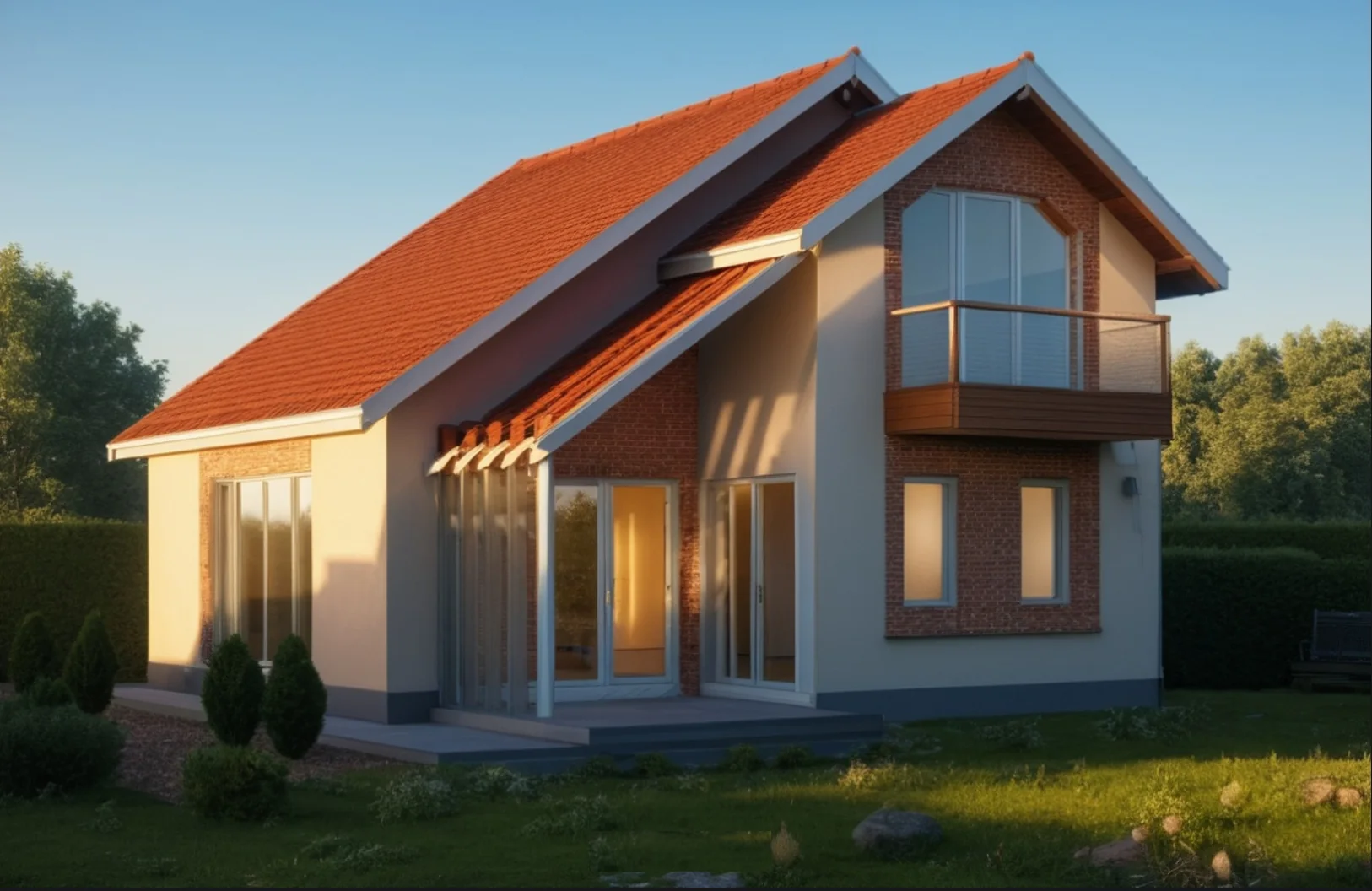 Locuință P+M – lumină de seară – EMB ARHIPRO
