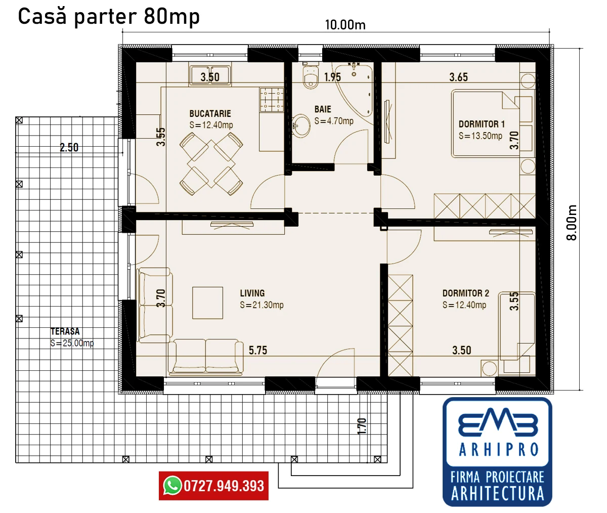 Plan parter – locuință compactă – EMB ARHIPRO