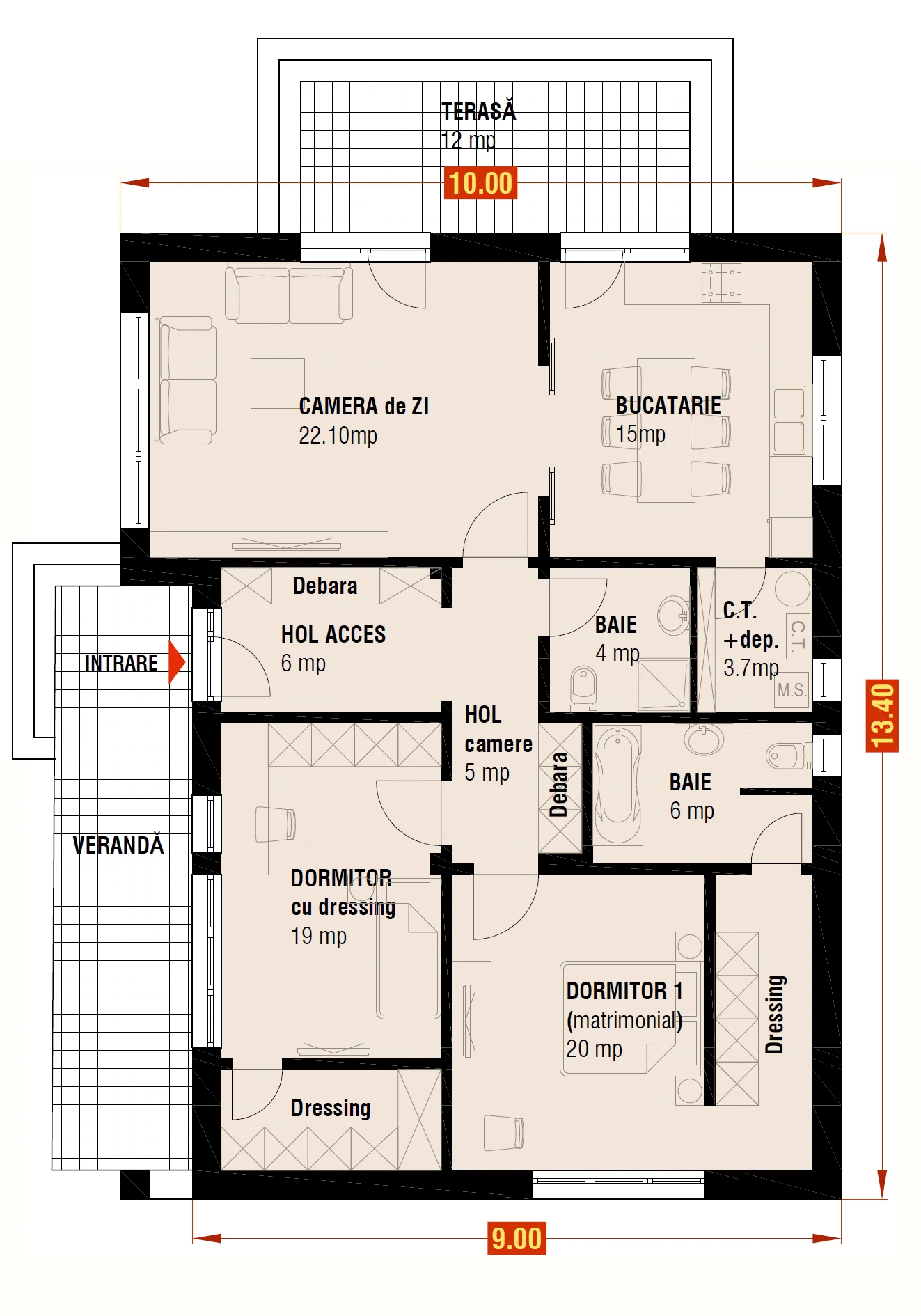 Plan parter – locuință contemporană – EMB ARHIPRO