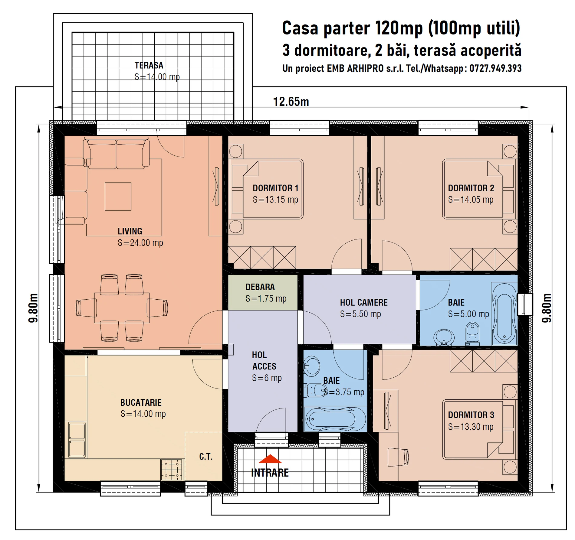 Plan parter – locuință compactă – EMB ARHIPRO