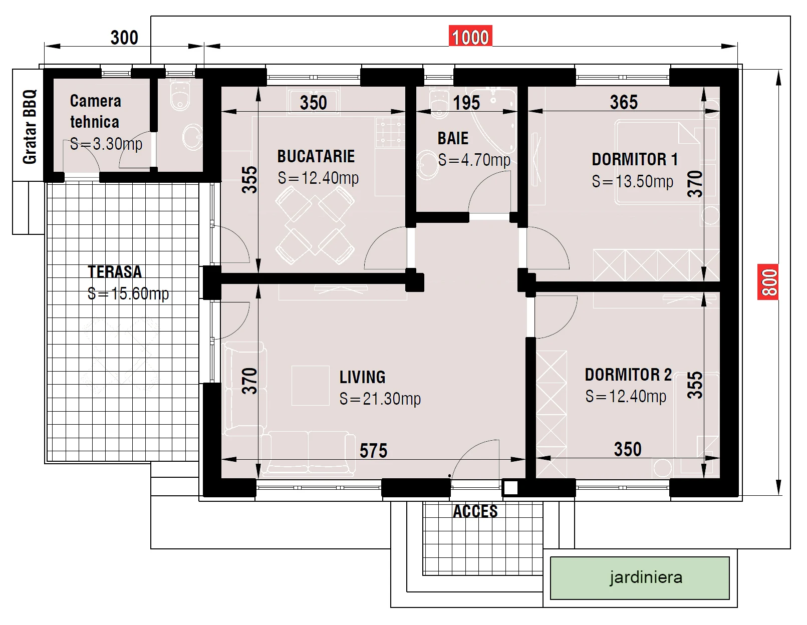 Plan parter – variantă de organizare – EMB ARHIPRO