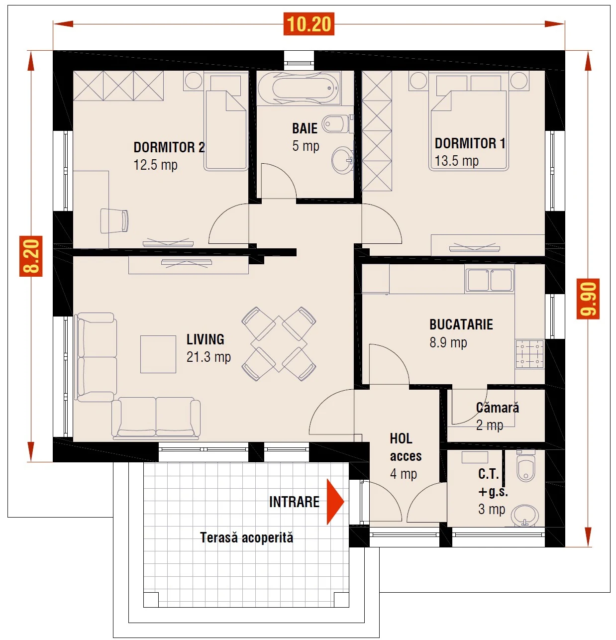 Plan parter – organizare contemporană – EMB ARHIPRO