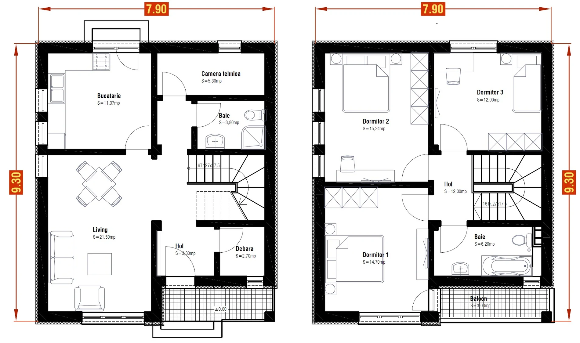 Planuri locuință P+1 – EMB ARHIPRO